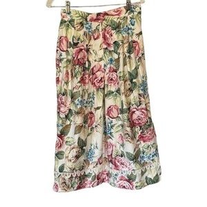 1970s Vintage Thermo Jac Floral Midi Skirt Size 9-10 Style 4912